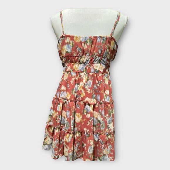 Trixxi Floral Spaghetti Strap Layered Mini Dress Size LJ - Picture 6 of 11